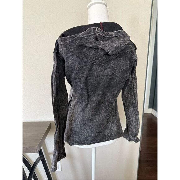 Embroidered Peace Sign Full Zip Hooded Long Sleeve Shirt Medium - Picture 3 of 5